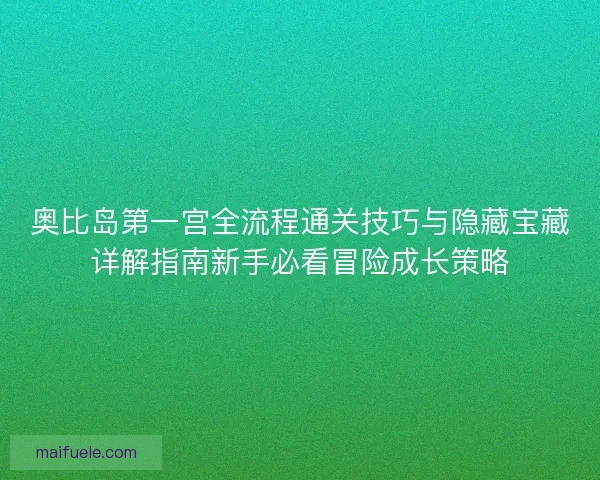奥比岛第一宫全流程通关技巧与隐藏宝藏详解指南新手必看冒险成长策略
